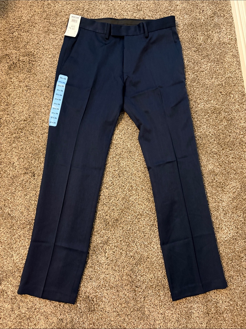 Kenneth Cole Reaction Men's Dark Navy Flat-Front Dress Pants